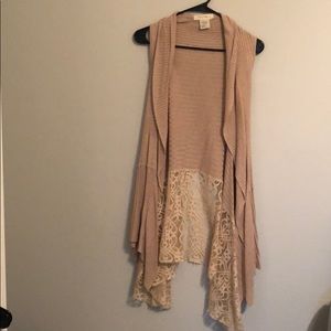 Tan 2 way grace and lace cardigan
